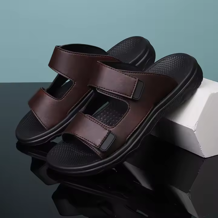 Zapatillas De Hombre Para Exterior En Cuero Ligero Flip-flops Verano Casual Playa Sandalias Hombre Plataforma Antideslizante Cómodas Clásicas - 1