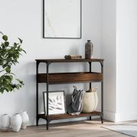 vidaXL Mesa consola estante madera ingeniería marrón roble 75x29x75 cm Mesa de sofá Mesa de Entrada para Salón Consola de Entrada Mueble Recibidor Mesita Mesa auxiliar Salon - details 2