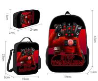 Set De Tres Piezas Buzo Antigua Con Estampado De Gato Cartoon Cuerda De Hombro Curvada Ajustable Bolsa Mensajera De Malla De Alta Capacidad Impermeable - details 0