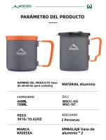 Widesea Tetera De Camping Con Prensa Francesa Y Taza De Aluminio Para Actividades Al Aire Libre Senderismo Viajes Y Bebidas De Café - details 1