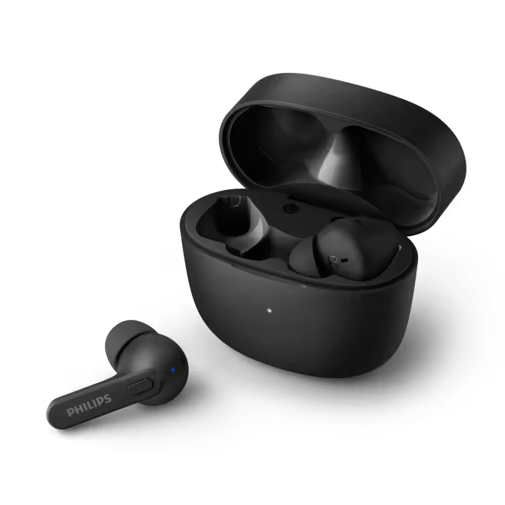 PHILIPS TAT2206BK/00 Auriculares inalámbricos Color Negro, Bluetooth, con estuche de carga de Hasta 18 horas de reproducción, IPX4 - 1