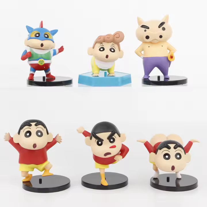 Set De 6 Figuras De Acción Anime Crayon Shin-chan Edición Cute Juguetes Para Coleccionistas Unisex PVC Tamaño 6.5cm - 1