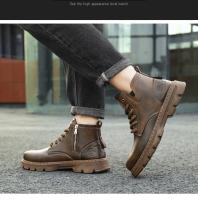 Botas De Cuero Retro Para Hombre Con Suela Gruesa Y Resistentes Al Desgaste Zíper Lateral Alta Comodidad Casual Botines De Otoño Y Primavera - details 8