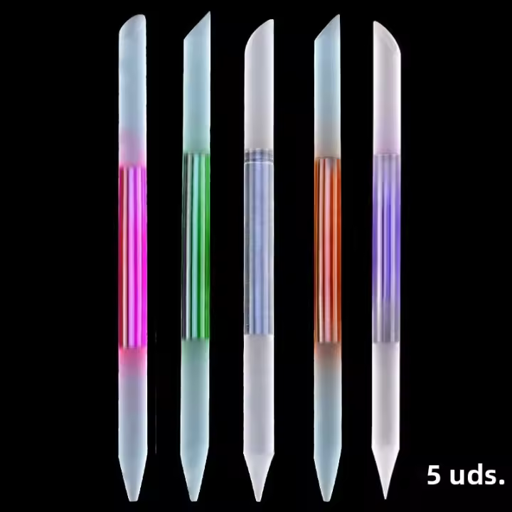 Set De 5 Piezas De Pusheadores De Cutículas De Vidrio Doble Cara Herramientas De Uñas Y Pies Reutilizables Para Manicura Y Pedicura - 1
