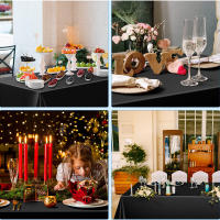 Imitación Seda Negro Satén Suelto Rectangular Para Boda Banquete Té Cubierta De Mesa Colorido Material Damasco Estilo Sencillo - details 2