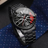 Reloj De Negocios Para Hombre 2PCS Moda Dial De Rueda De Coche 3D Reloj Deportivo Acero Inoxidable Análogo Quartzo Sin Caja - details 5