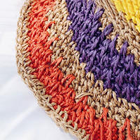 Sombrero De Pescador De Hilo Colorido Hecho a Mano Para Mujer Sombrero De Sol De Primavera Verano Al Aire Libre Con Visera Sombrero De Playa Plegable De Paja Arco Iris - details 10