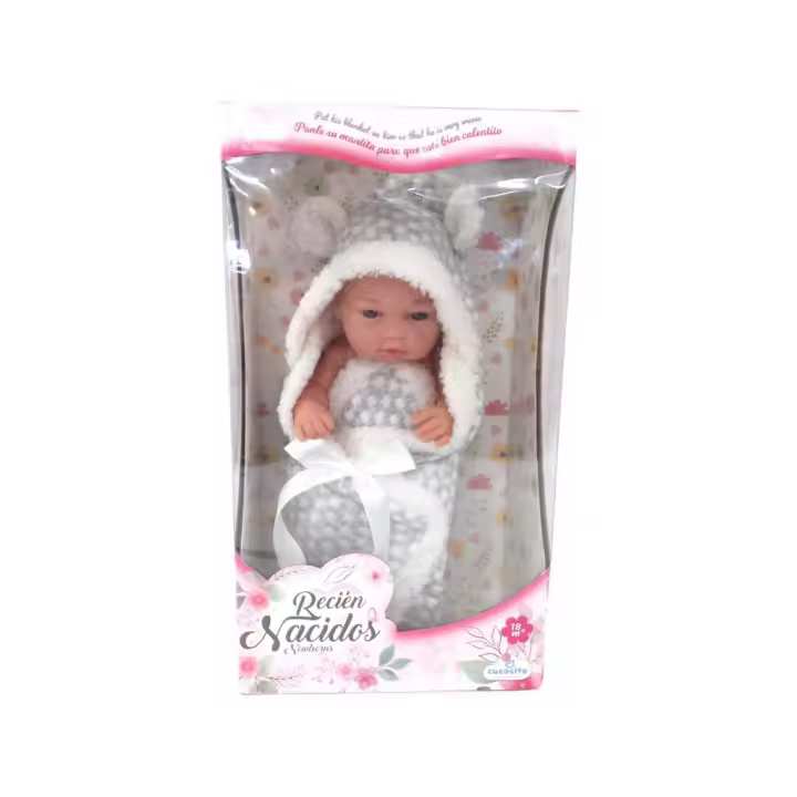Muñeca Bebé 28 cm. con Mantita Gris Juguetes CUCOSITO - 1