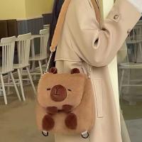 Mochila De Peluche Con Patrón De Caimán De Peluche Estilo Sencillo Para Mujer Mochila De Hombro Con Cierre De Cremallera Material Principal Algodón - details 0