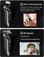 Maquinilla de afeitar eléctrica para hombres, resistente al agua IPX7, 4 en 1, afeitadora rotativa, recortadora de barba, nariz y bigote, cepillo de limpieza facial，maquina de afeitar hombre - details 3