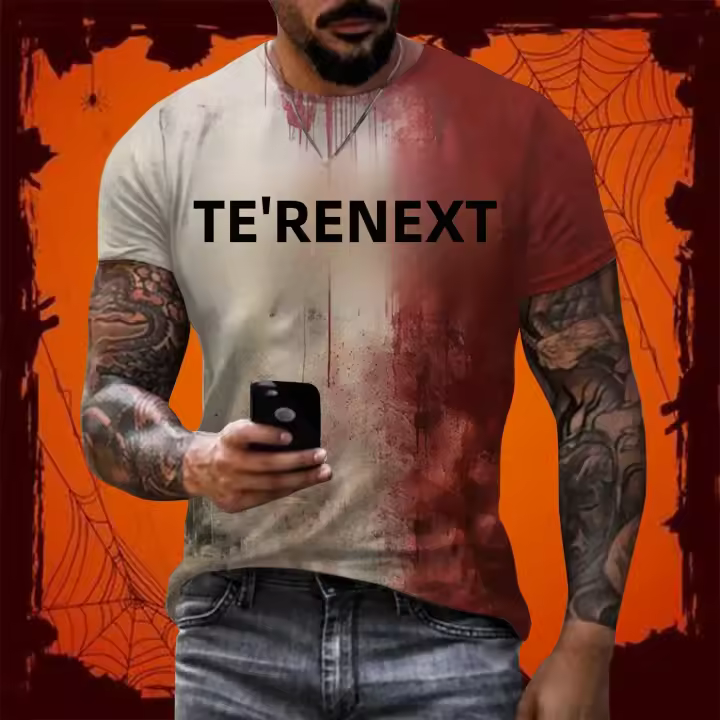Camiseta I'M Fine Bloody Shirt Problem Solved Para Hombres Divertida Con Diseño De Sangre Casual Manga Corta Para Halloween Y Uso Diario - 1