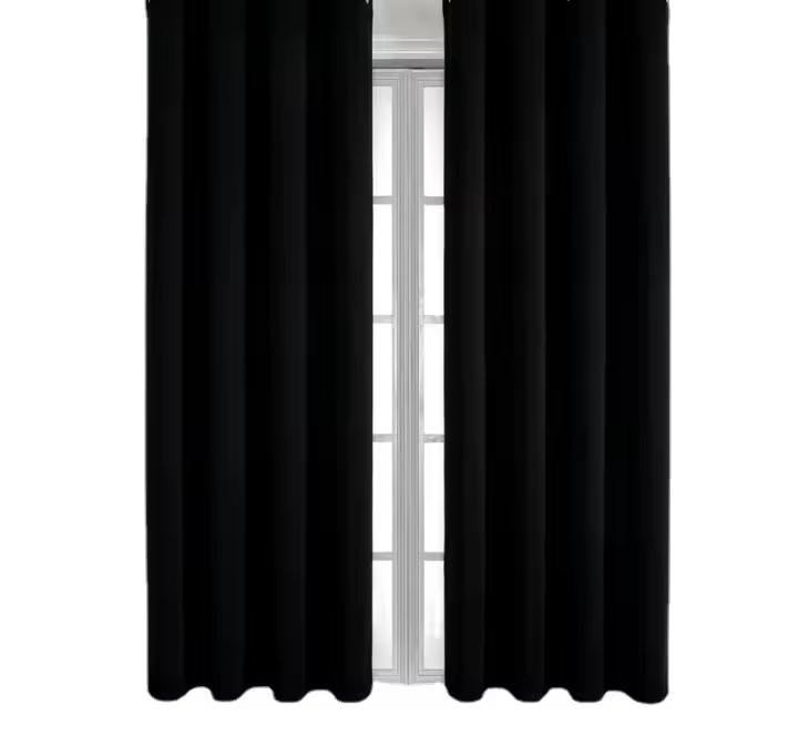 Cortinas Negras De Bloqueo Alto Para Sala De Estar Cortinas Listas Para Ventana Para Dormitorio Material 100% Poliéster - 1