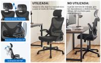 Silla de Oficina Ergonomica Silla Reposabrazo Ajustable Silla Oficina Trabajo con Reposacabeza Silla Giratoria Negro - details 1