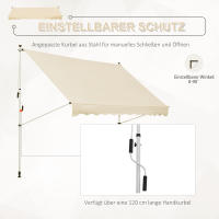 Toldo de Brazo plegable 300x150cm Toldo con Caliper regulable en Altura Sombrilla de Brazo plegable con manivela Alu Beige Balcón - details 2
