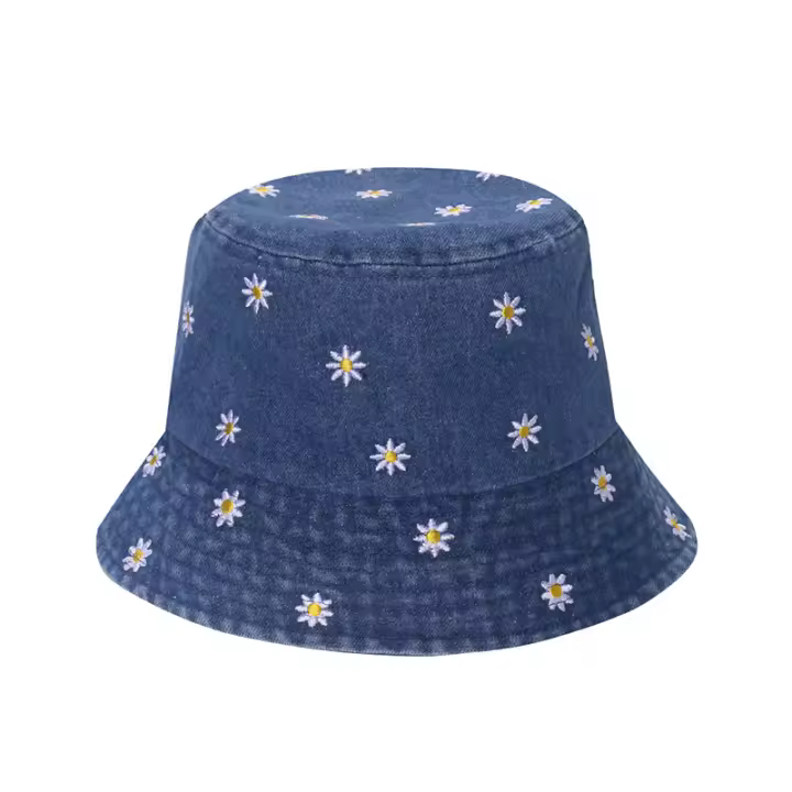 Gorro De Barroco De Algodón Con Bordado De Margarita Para Mujer Gorro De Pescador De Verano Protección Solar Para Exteriores Regalo Casual Con Patrón Floral - 1
