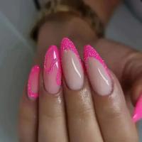 Juego De 24 Piezas De Uñas Postizas De Acrílico Con Diseño De Bocanada Y Puntos En Blanco Florido Uñas Postizas Francesas Para Baile De Ballet Longitud Media - details 15