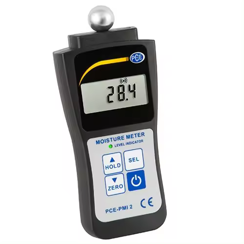PCE Instruments Medidor de humedad en paredes con valoración óptica de la humedad con alarma a través de LED / Medición de humedad en cemento, madera, enlucidos, etc. / Integra curvas características / Función MAX / Desconexión automática  PCE-PMI 2 - 1