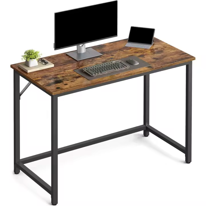 Escritorio, Mesa Oficina Pequeña y Estación Trabajo, Mesa para Teletrabajo, Estudio, Dormitorio, 50 x 100 x 76 cm, Estilo Industrial, Estructura Metal, Marrón Rústico y Negro Tinta LWD41X - 1
