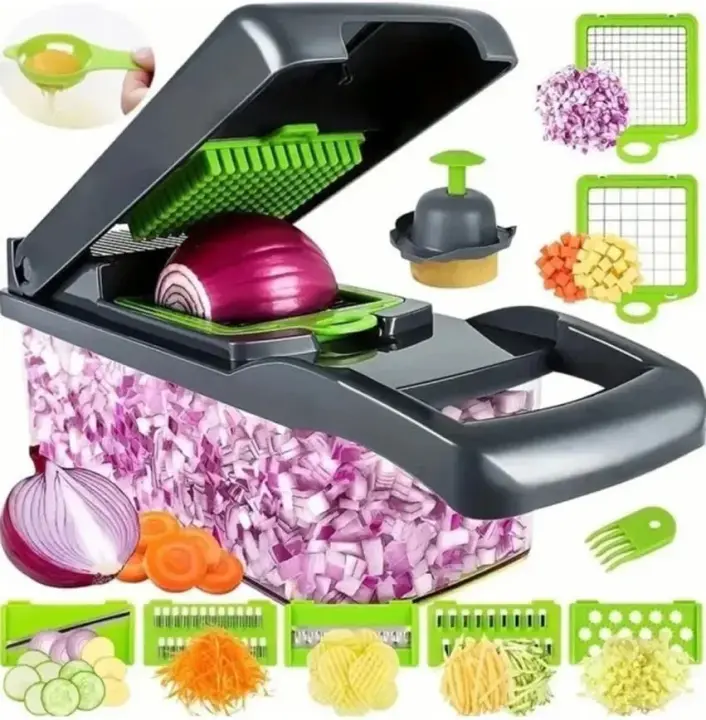 Cortador De Verduras Multifuncional 14/16 En 1 Con Mango Para Quitar La Pelicula Y Cortar - 1