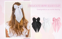 Diademas De Satén Sólido Para Niñas Colores Rosa/Negro/Blanco Accesorios De Cabello Para Mujer Diadema De Clip De Moda Para Primavera - details 0