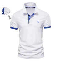 Camisa Polo Bordada AIOPESON Para Hombres Algodón 35% Estilo Casual Color Sólido Ajustada Moda Verano Ropa Nueva Marca - details 3