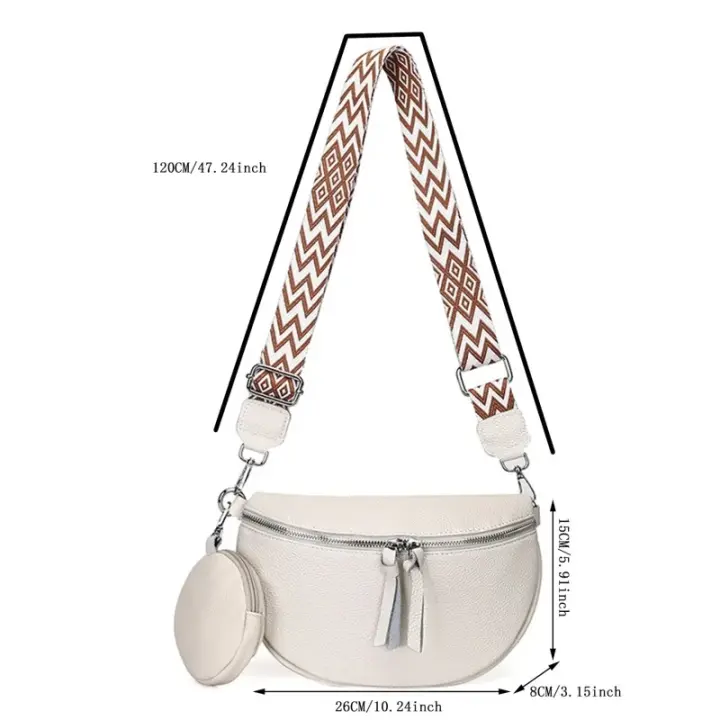 Riñones de media luna para mujer, bolso de pecho informal de cuero PU con cartera pequeña, bolsos cruzados de gran capacidad - 1