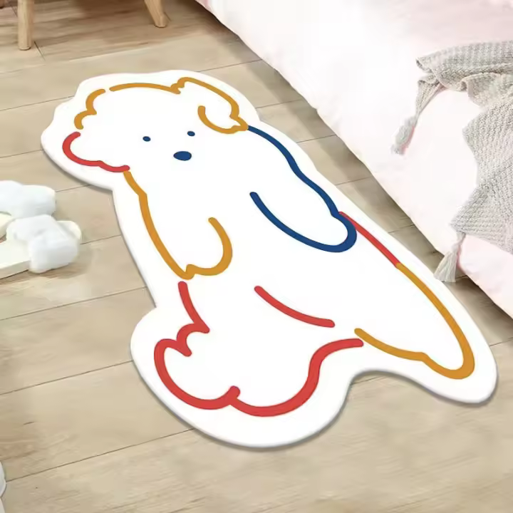 Carpetas De Bricolaje Imitación De Piel De Cordero Simples Y Dibujos Animados Para Sala De Estar Y Dormitorio Alfombrilla Antideslizante Lavable Y Secado Rápido - 1