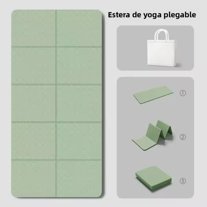 Manta De Yoga Plegable TPE 180cmx57cmx0.4cm Antideslizante Absorbedora De Choques Silenciosa Portátil Para Fitness Ejercicio En Casa Y Viajes - 1
