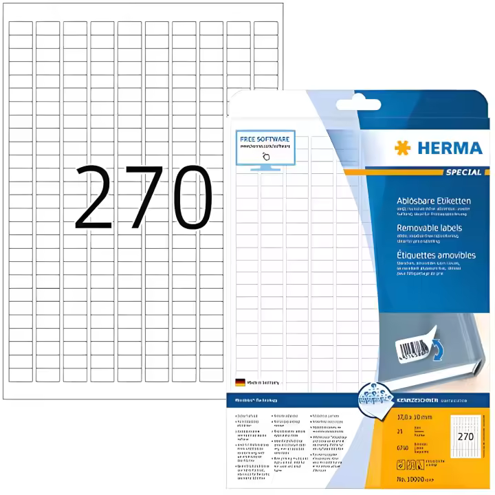 Etiquetas Adhesivas Herma 10000 - 6750 Unidades - Rectángulares - Bordes Redondeados - 17,8 X 10 Mm - Blanco - 1