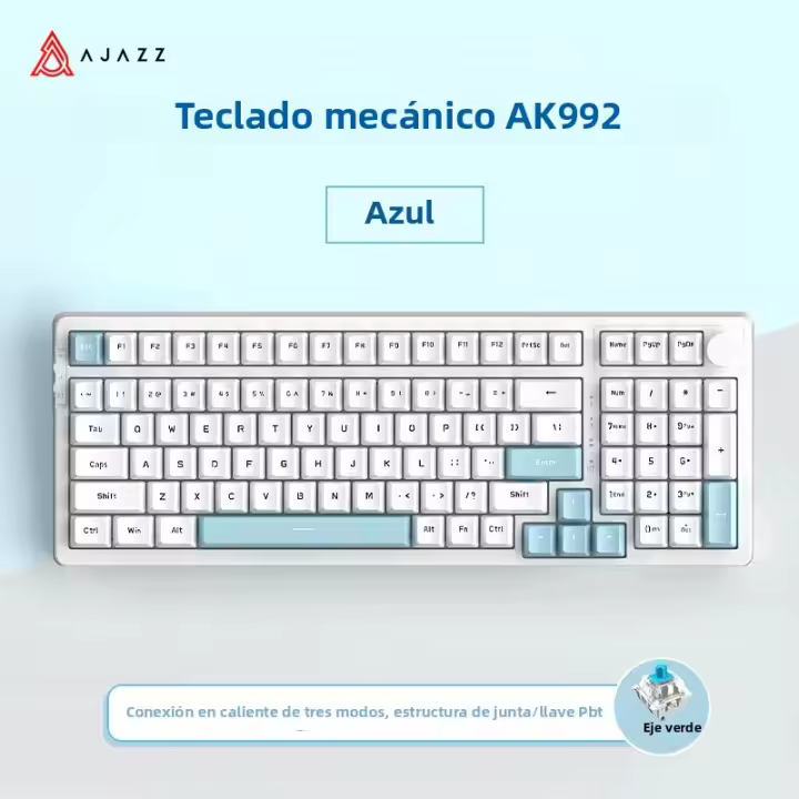 Teclado Mecánico AJAZZ AK992 Gaming RGB 100 Teclas Hot Swap Bluetooth 5.0 2.4G USB Para PC Gamer Escritorio Compatible Con Laptop Y Tablet - 1