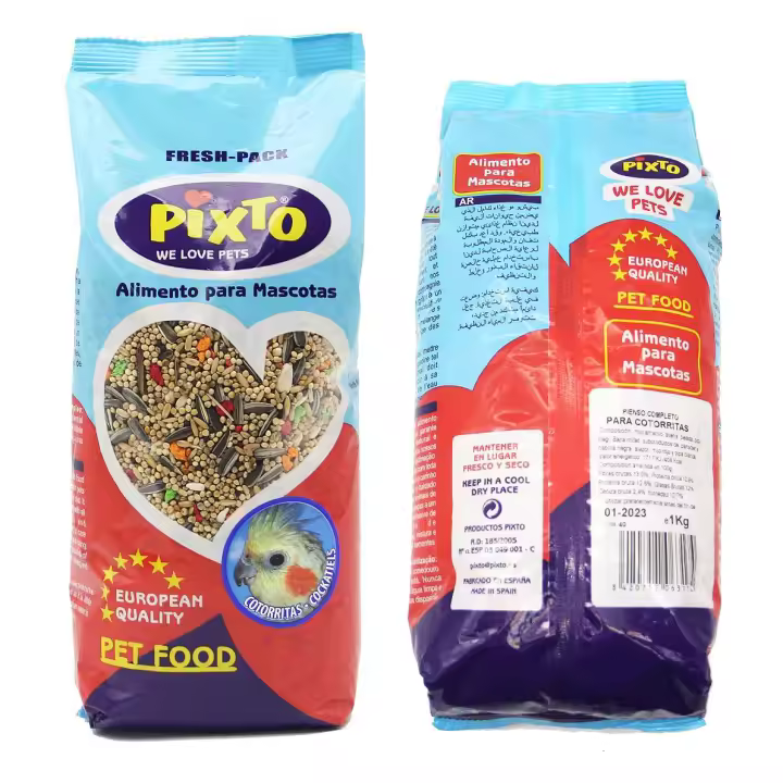 Pienso Alimento NINFA Cotorritas y Agapoonis 1Kg Completo Comida con Formula Alta Energía Material Natural Receta Equilibrada - 1