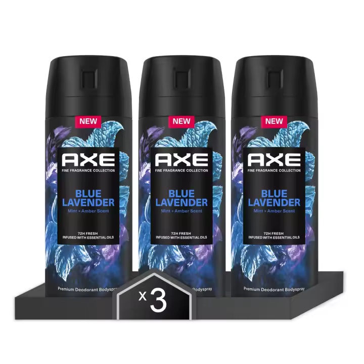 Axe Desodorante Blue Lavender Fragancia Premium 150ml - Pack de 3 - 1