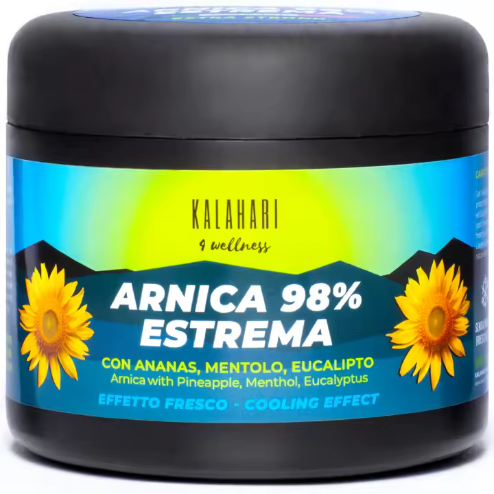 KALAHARI Arnica Gel 98% Extrema - Extra Fuerte potenciado con Bromelina-Para Masaje Muscular y Articular, Proporción Alivio, Contracturas - Fórmula Natural, Made in Italy, 500ml - 1