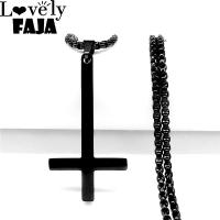 Collar De Acero Inoxidable Cruz Volteada Brujería Paganismo Inverso Cadena Negra Joyería Cruz Invertida N8374S03 Para Mujer - details 6