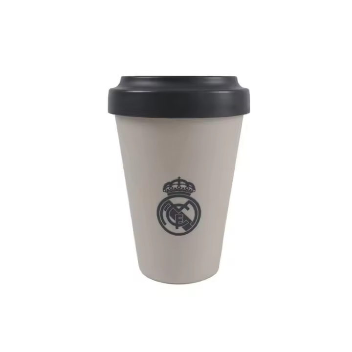 Real Madrid Vaso Para Llevar Crema Empolvado 400ml, Producto Oficial - 1