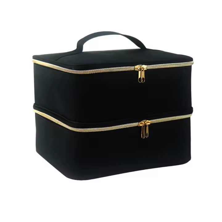 Bolsa de UñasOrganizador Pintauñas de Almacenaje Portátil de Doble CapaEstuche Manicura Grande para Lámpara de Uñas y AccesoriosNeceser de Viaje (Rosa) - 1
