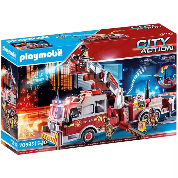 PLAYMOBIL, CAMIÓN BOMBEROS AMERICANO CON ESCALERA, 70935, TIENDA CON LICENCIA OFICIAL - 1