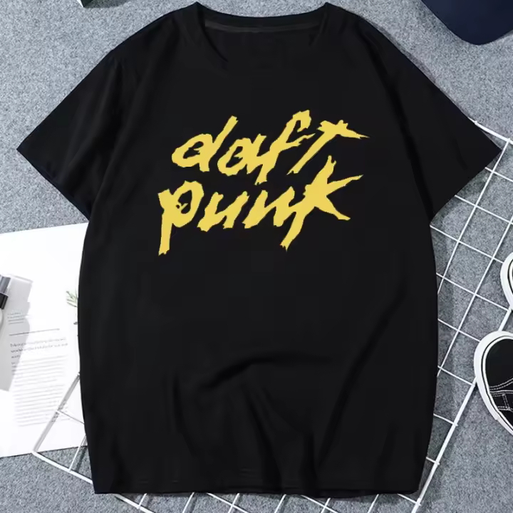 Camiseta De Hombre Con Estampado De Daft Punk Moda Élite Ropa De Calle Estilo DJ Música Electrónica Camiseta Casual Manga Corta Para Primavera Y Verano - 1