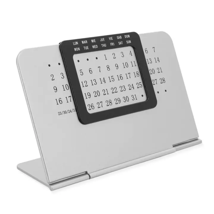 Calendario perpetuo 2023 2024 2025 con diseño de aluminio elegante para escritorio, oficina, clase, colegio personaliza con nombre, texto o imagen - 1