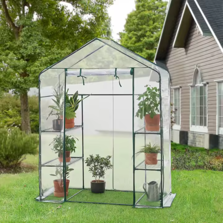 Invernadero de jardín Hoorn acero plástico de PVC 140 x 73 x 195 cm [en.casa] - 1