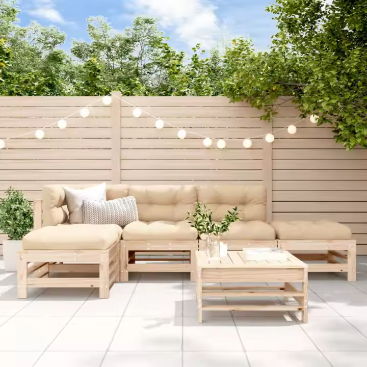 vidaXL Juego de muebles de jardín 6 piezas madera maciza de pino - 1