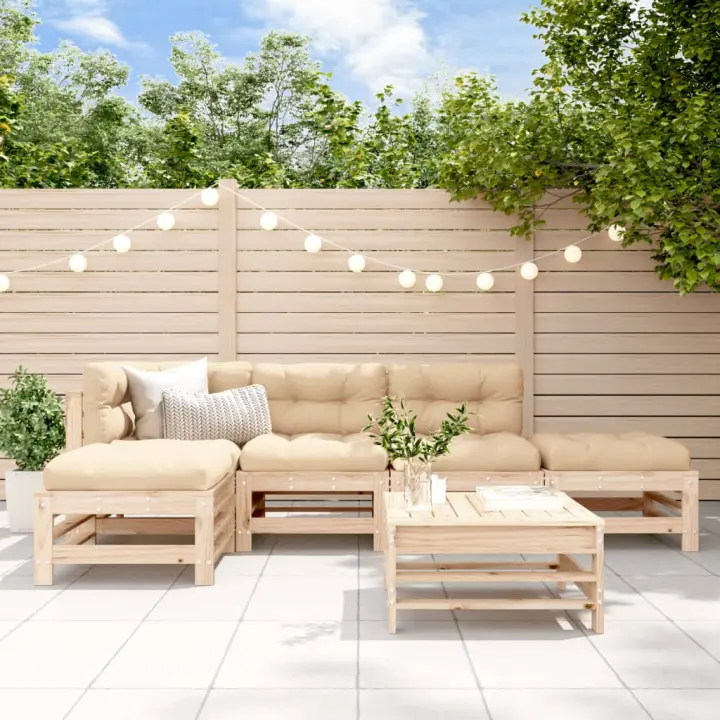 vidaXL Juego de muebles de jardín 6 piezas madera maciza de pino - 1