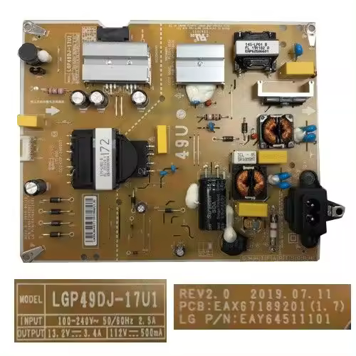 Fuente Alimentación LG 49UM7050PLF LGP49DJ-17U1 REV2.0 EAX67189201 (1.7) EAY64511101 - 1