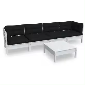 VIDAXL 3096155 set de muebles de pino para exterior de 5 piezas color blanco con cojines antracita vida xl - 1