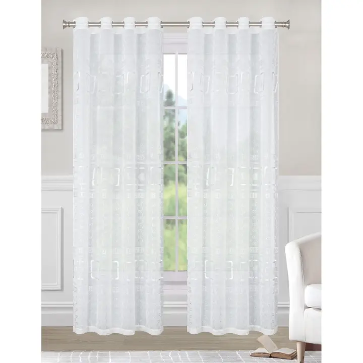STARLEY- Cortina para Ventana Dormitorio Translúcidas Visillos Paneles para Ventanas Sala para Niños Sala Comedor 1 Piezas 150×260cm Blanco - 1