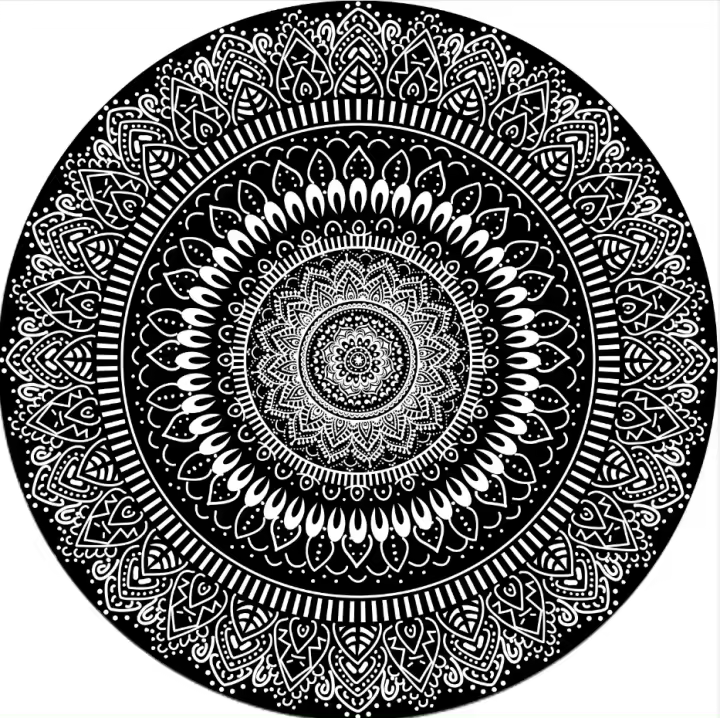 In- und Outdoor-Teppich Rund Around The Flower Negro 100x100cm Innen und Außen - 1