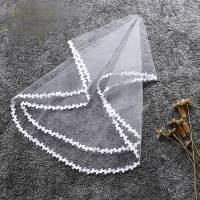Velo De Boda Corto Y Sencillo En Tulle Dos Capas Con Cepillo Blanco Ocre Para Novia Accesorios De Boda Para Matrimonio - details 17