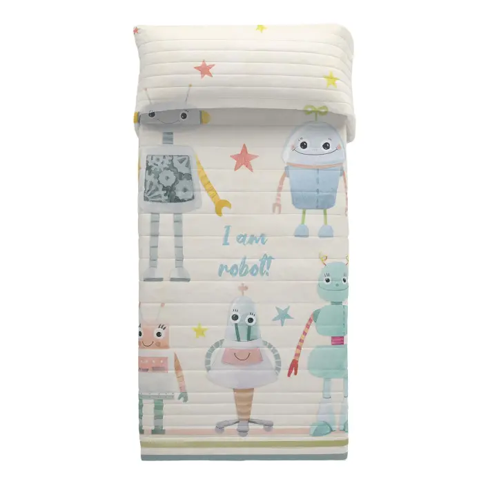 COLCHA BOUTI INFANTIL ROBOTS NATURALS FABRICADO EN ESPAÑA - 1