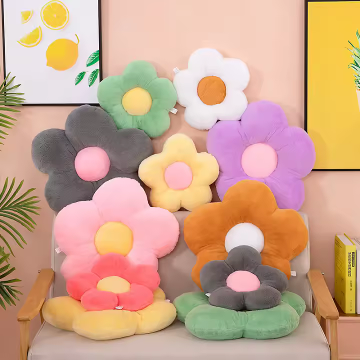 Cojín De Tela De Peluche Floral Suave Para Silla Y Sofá Decorativo Para Dormitorio Y Sala De Estar Regalo De Cumpleaños Para Adultos - 1