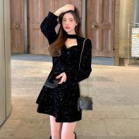 Vestido De Mujer Para Otoño Y Invierno Con Cintura Alta Y Cuello Navideño Vestido De Pierna Larga Y Manga Larga De Poliéster - details 16
